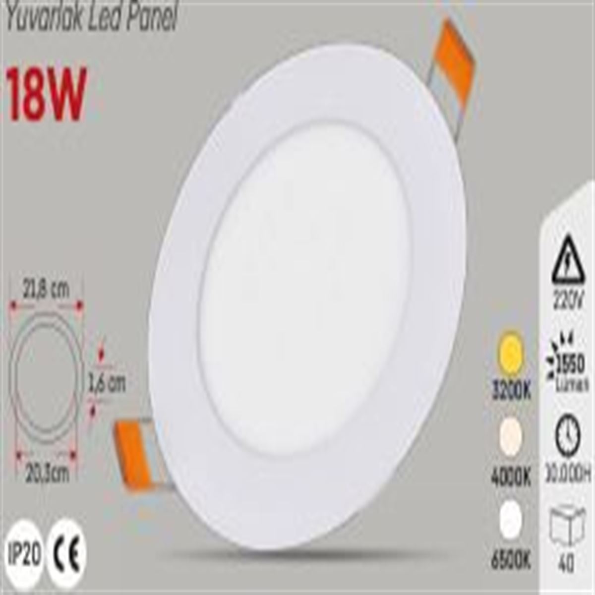 YCL EKO 18W.S.A.YUVARLAK PANEL BEYAZ 1